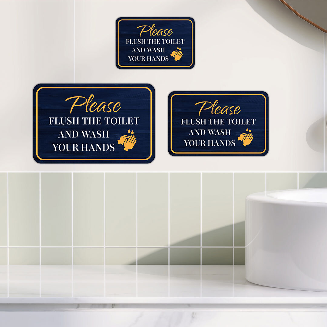 Classic Framed Plus Please Flush The Toilet And Wash Your Hands Sign
