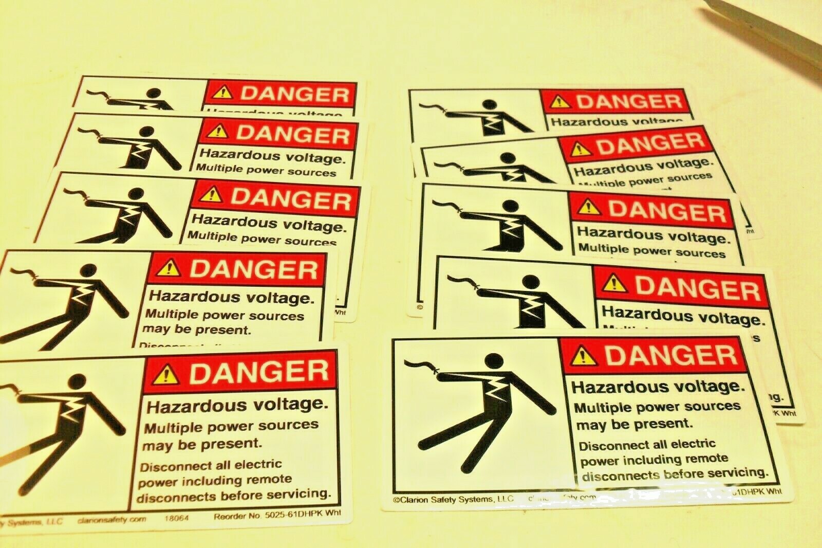 qty 10 – Decal DANGER hazardous voltage 4&Prime; x 2&Prime; Peel Off NEW