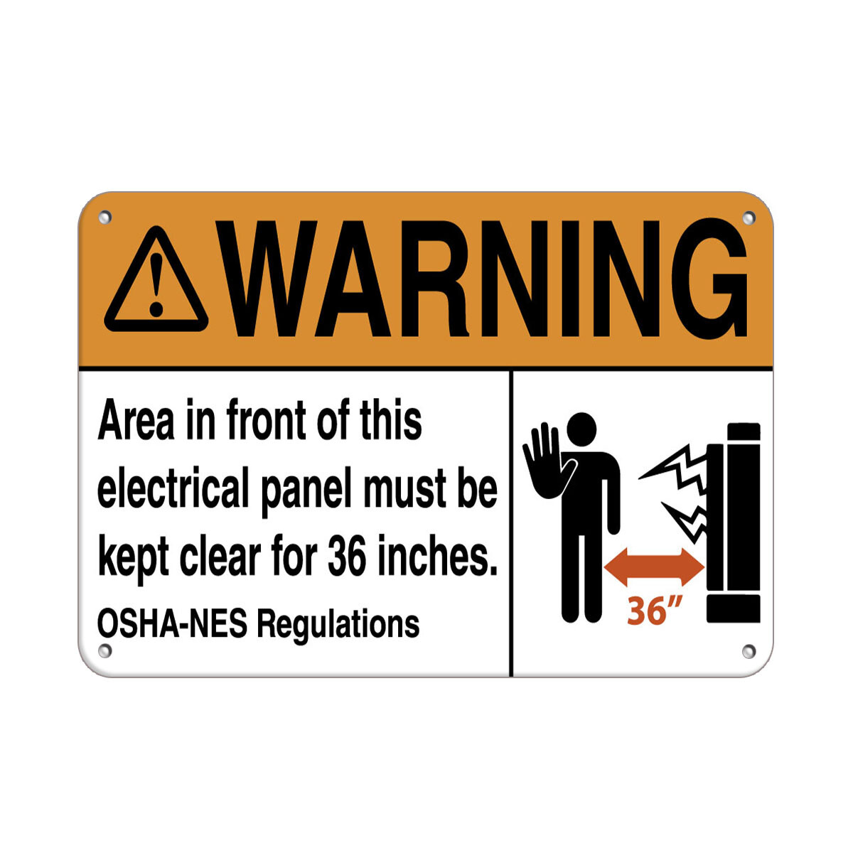 Horizontal Metal Sign Multiple Sizes Warning Electrical Panel Clear 36 Inches