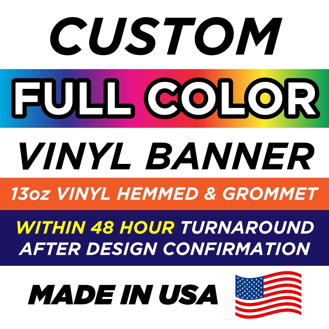 3&rsquo;X10&prime; CUSTOM FULL COLOR VINYL BANNER – 13OZ – GROMMET AND HEMMED – FREE DESIGN