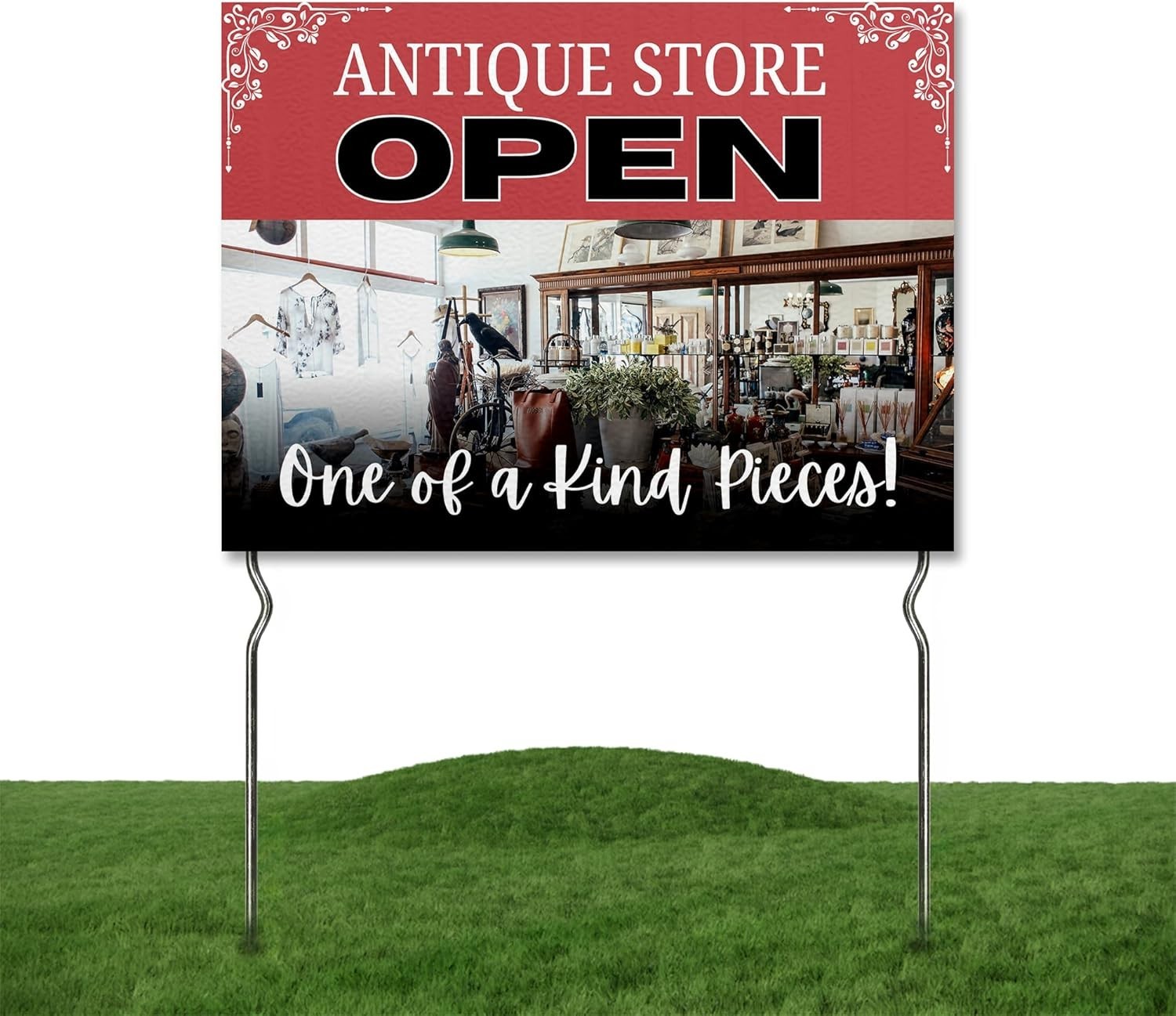 Outdoor Conv.Store Yard Sign with 13&Prime; Metal Stake Double Sided Grand Lawn Sign