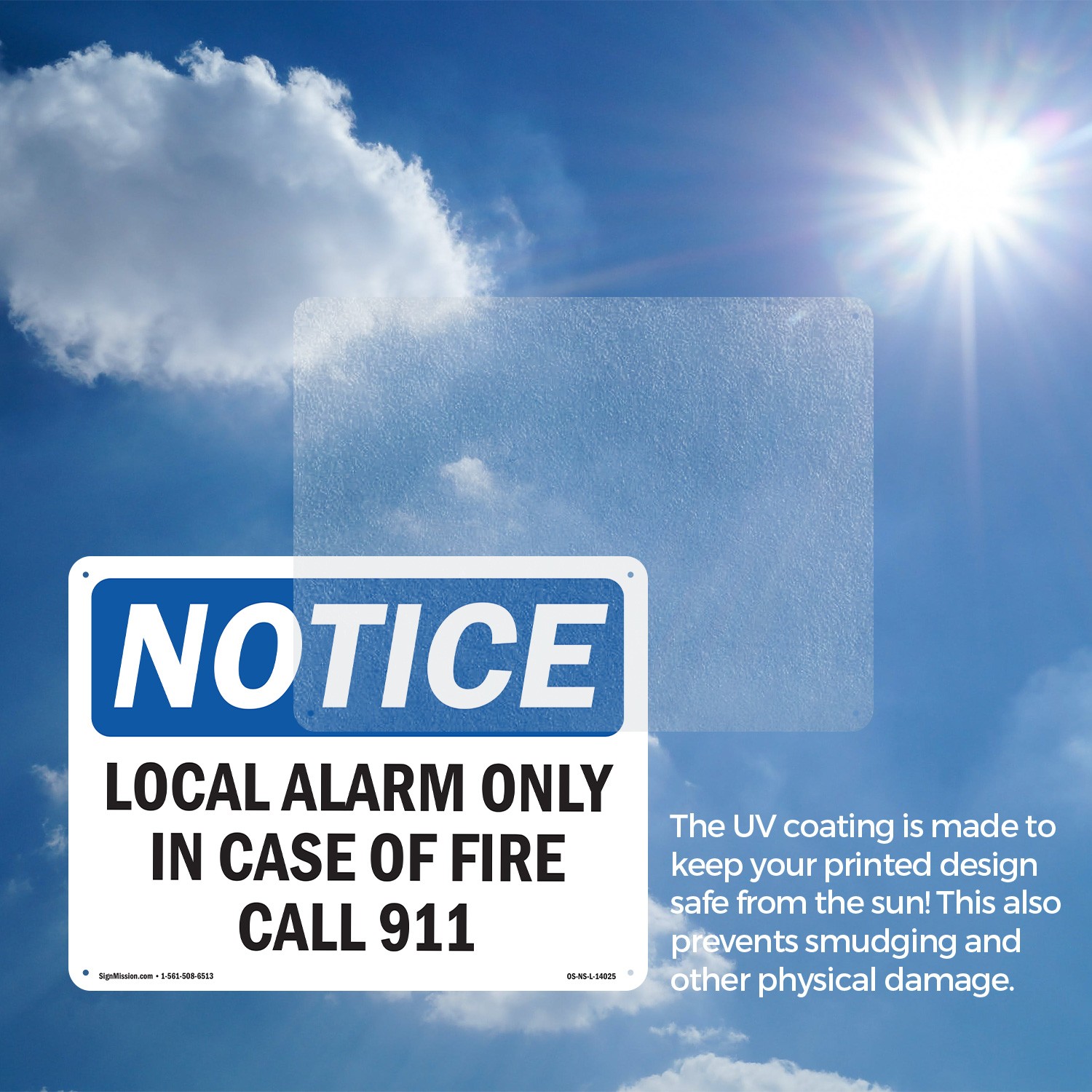 Local Alarm Only In Case Of Fire Call 911 OSHA Notice Sign, Decal 5 or 10 Pack