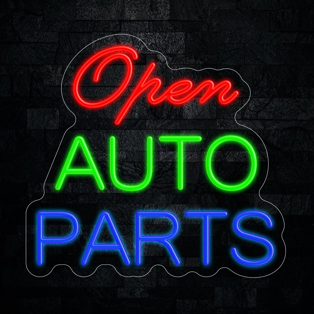 Auto Parts OPEN LED Neon Sign 16&Prime;L x 15&Prime;H #25173