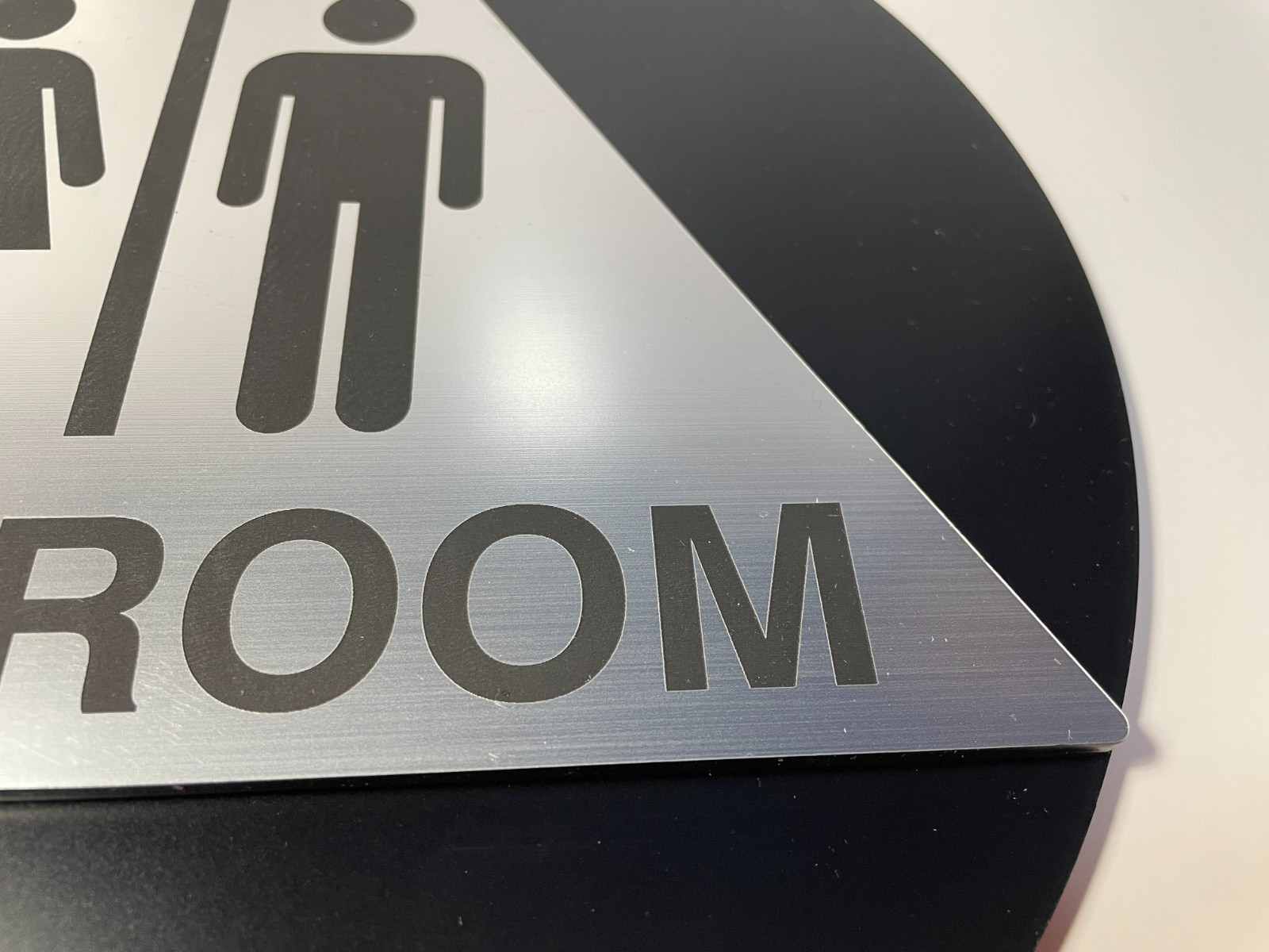 NEW ADHESIVE UNISEX RESTROOM SIGN ROUND 12&Prime; DIAMETER WEIGHS 1.5-2 LBS DURABLE