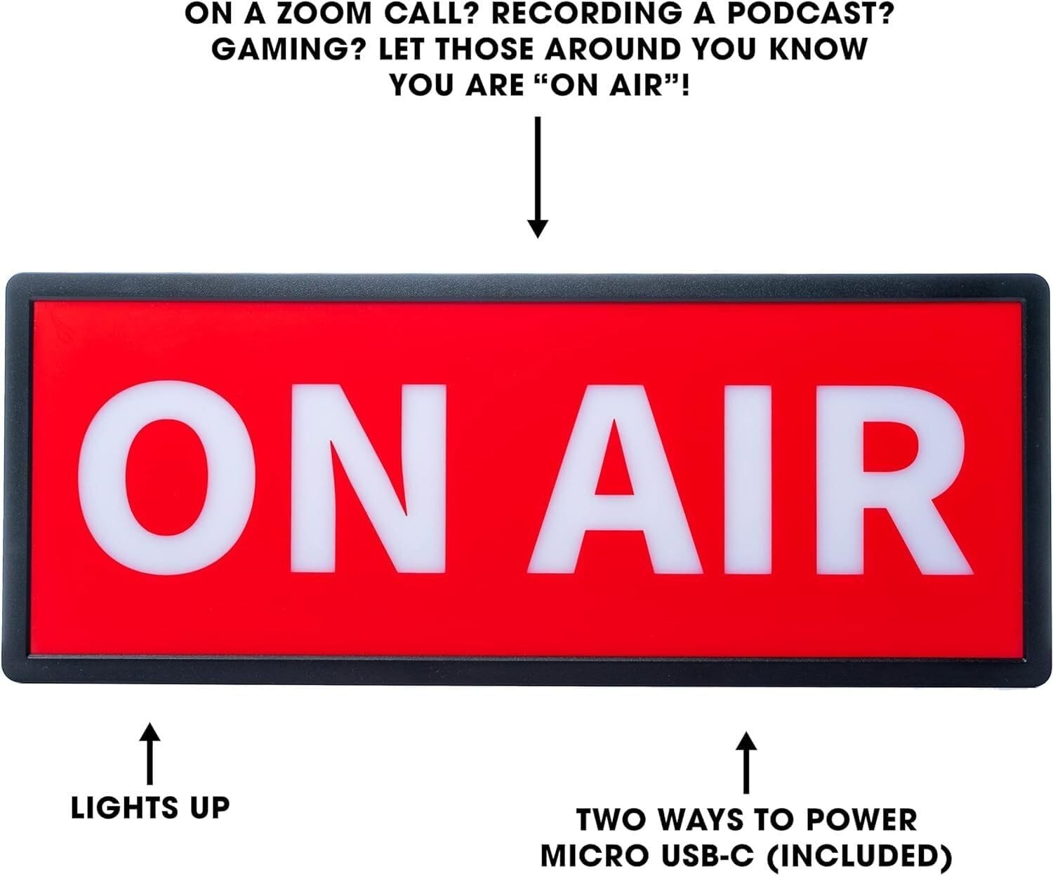 On Air LED Retro Sign USB Powered for Studio Streaming Office Wall or Desk