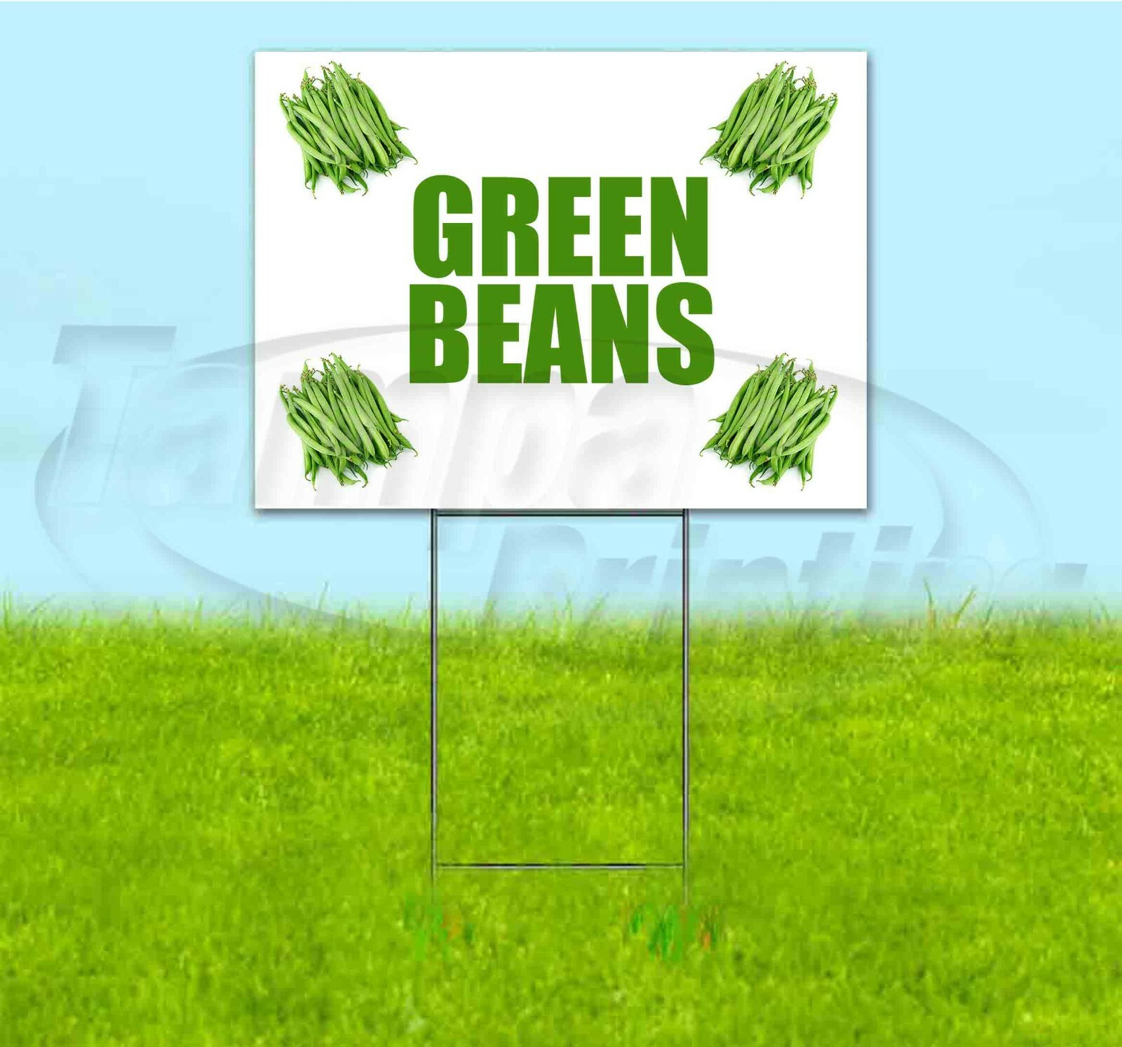 GREEN BEANS 18×24 Yard Sign WITH STAKE Corrugated Bandit USA BUSINESS PRODUCE