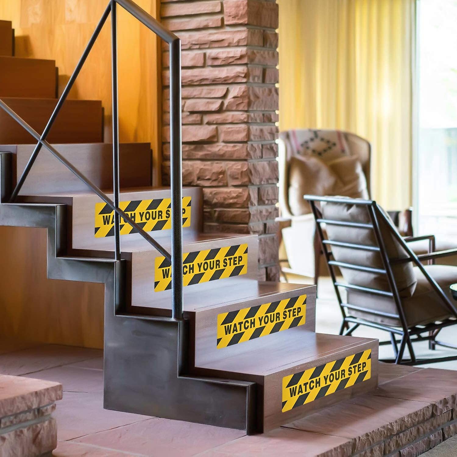 6&Prime; x 24&Prime; Watch Your Step Floor Tape Anti Slip Warning Sign Sticker – 4 Pack