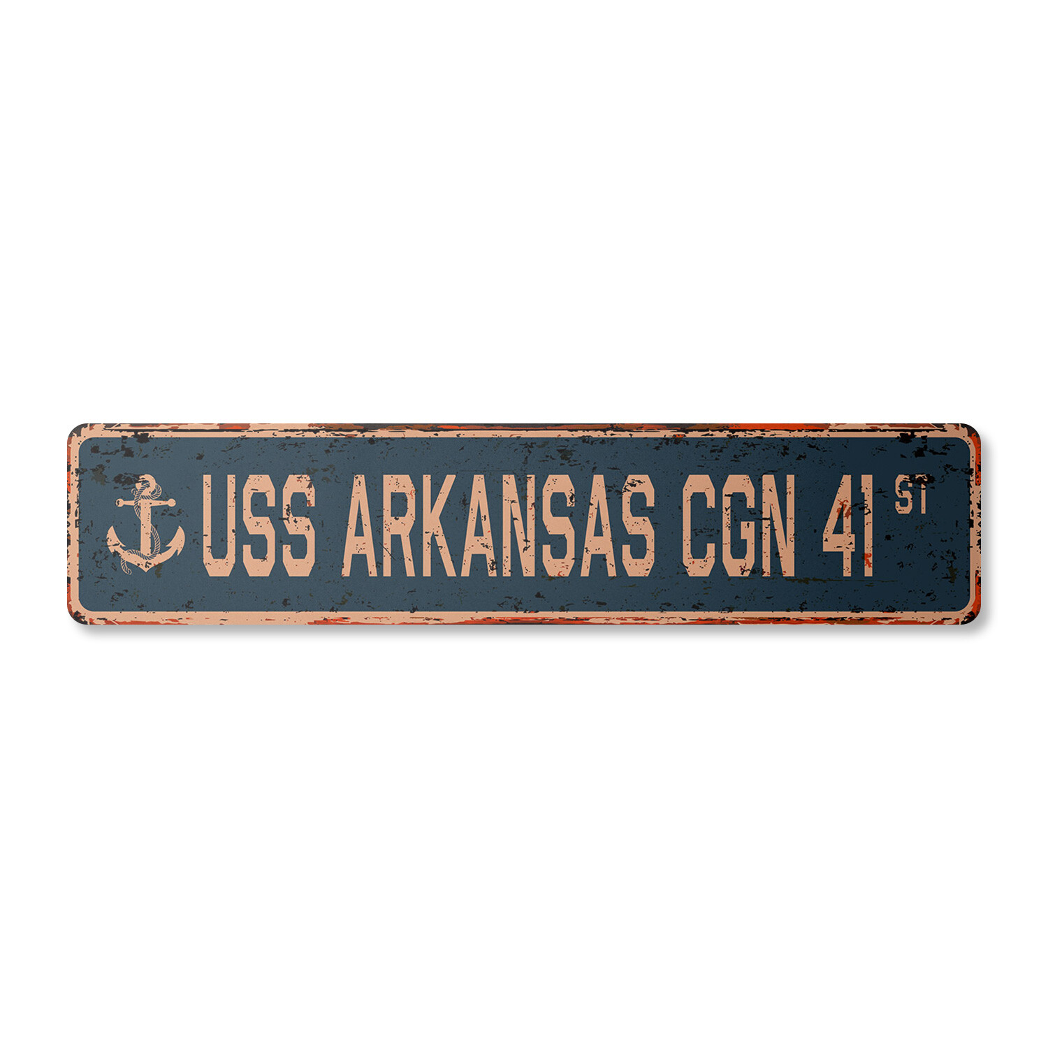 USS ARKANSAS CGN 41 Vintage Street Sign us navy ship veteran sailor rustic gift
