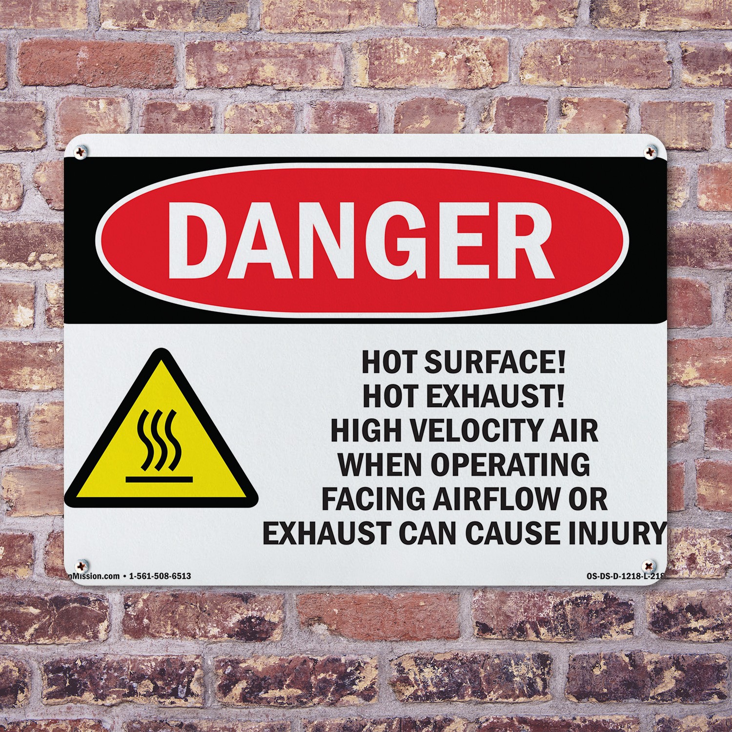 Hot Surface! Hot Exhaust! High OSHA Danger Sign Metal,, Decal 5 or 10 Pack
