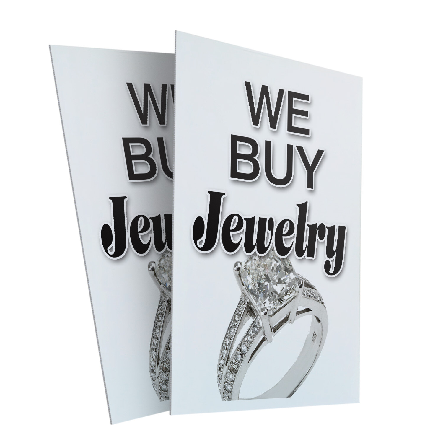 We Buy Jewelry 24&Prime; x 36&Prime; 2 Pack Of Store Sign Plastic Or Decal