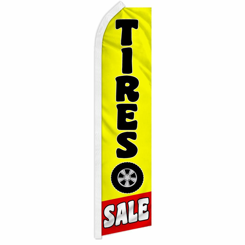 « TIRES SALE » advertising super flag swooper banner business sign auto discount