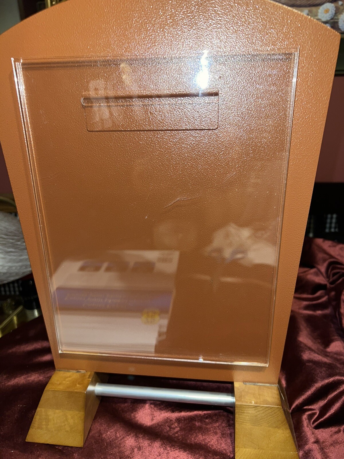 2 SIDED Acrylic Display SIGN Transparent Countertop Metal, Wood Heavy!