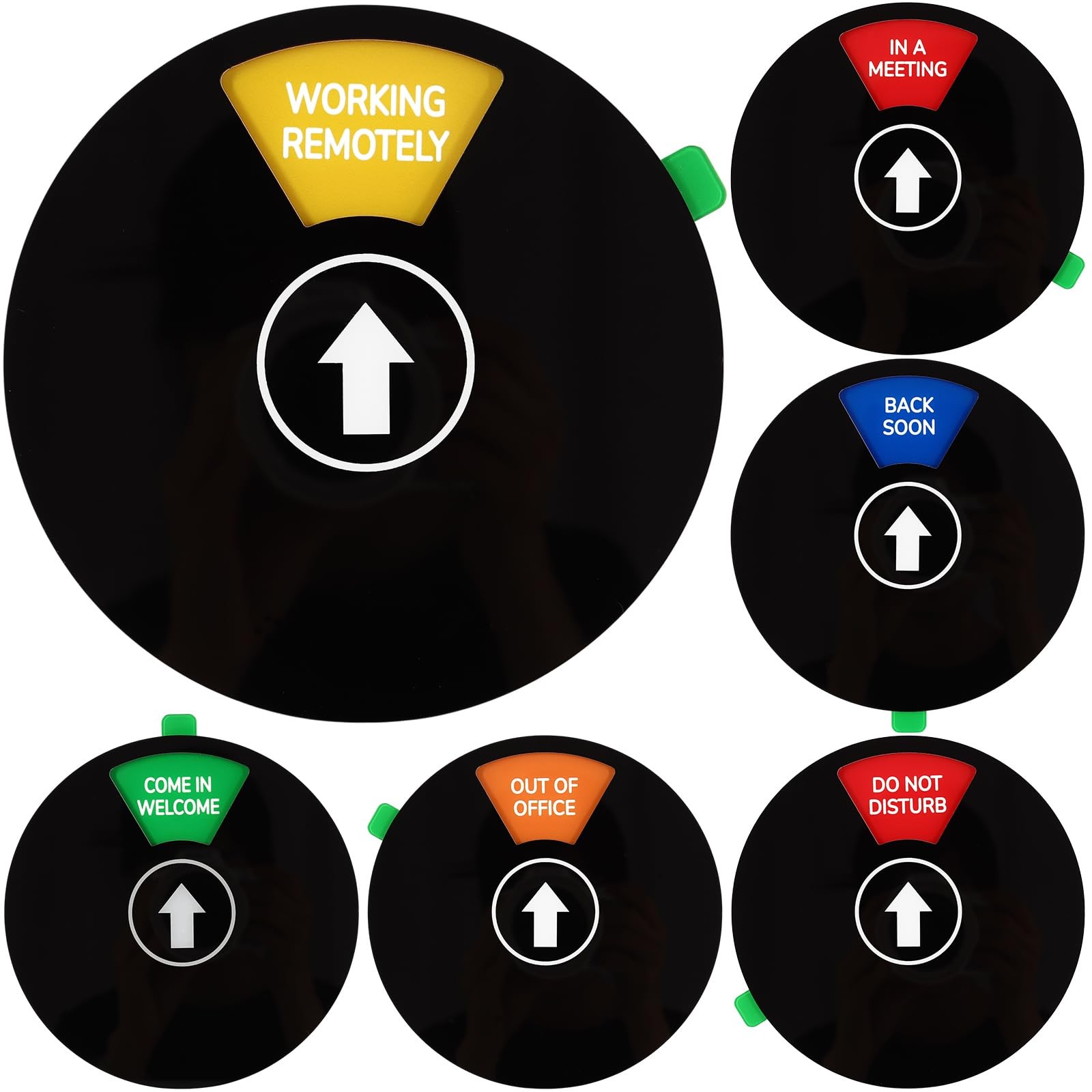 6 Inch Round Black Rotating Office Door Sign 6 Status Do Not Disturb