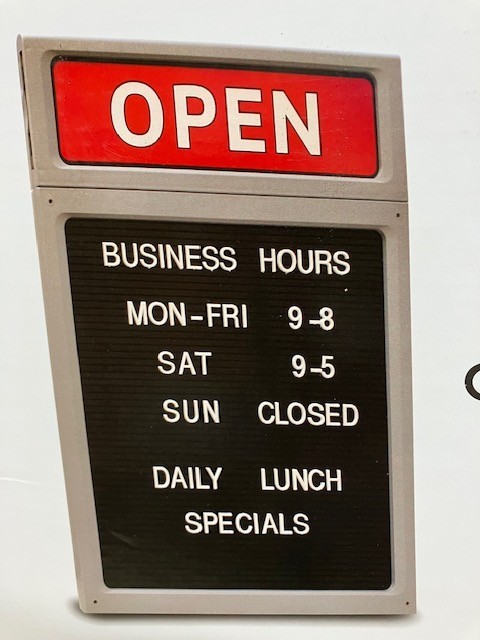 Open Close for Business Sign, 3 in 1, Cosco, 3/4 inch changeable characters