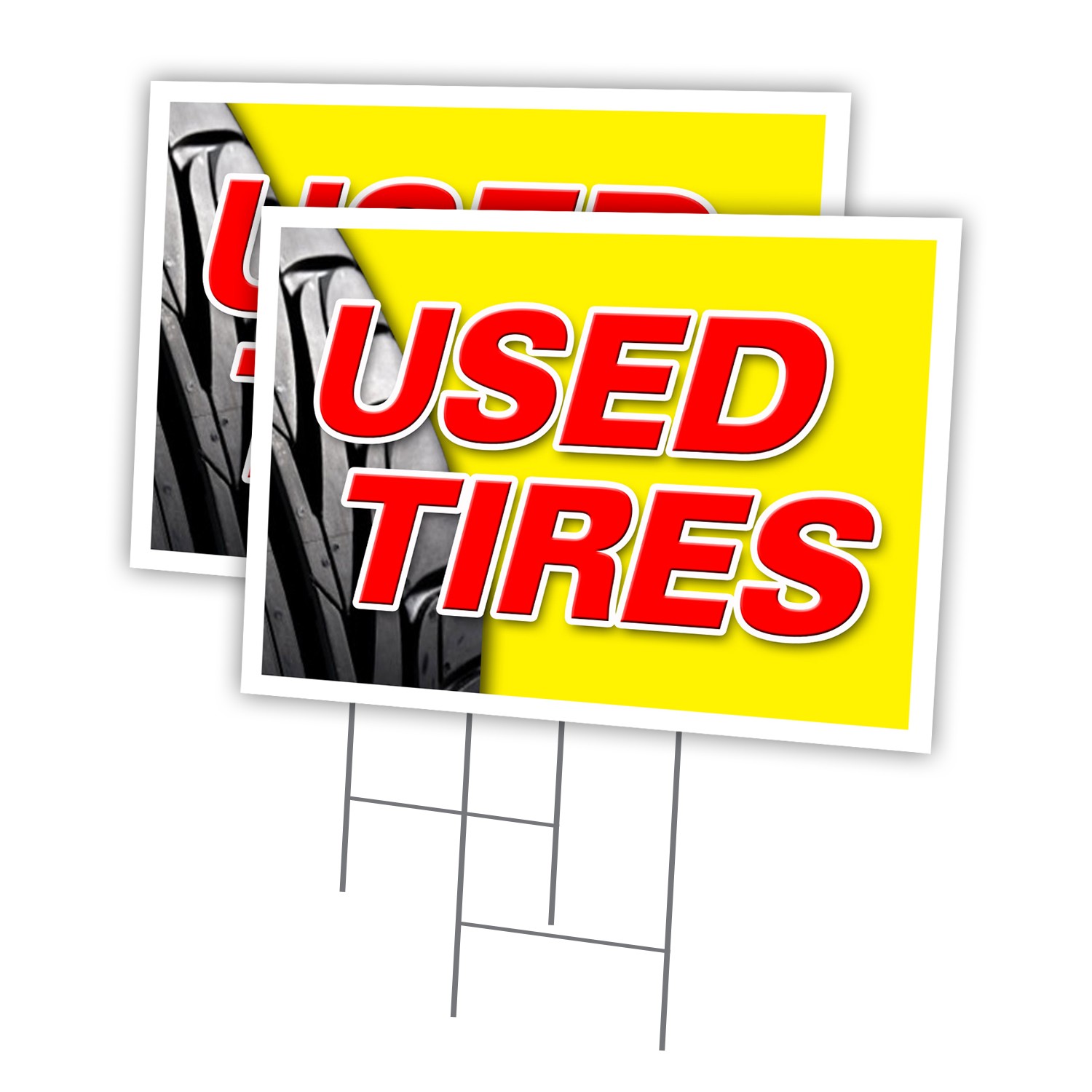 Used Tires Multi-Pack of Yard Signs & Stake outdoor plastic coroplast window