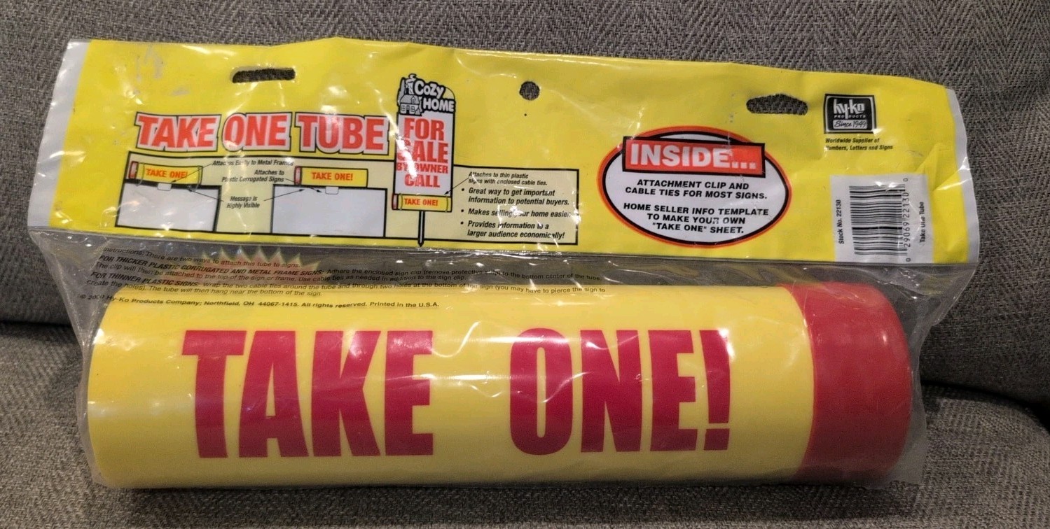 Hy-Ko Take One Plastic Tube 12&Prime; X 3&Prime; Hardware Realtor Supply Home Sale Info New