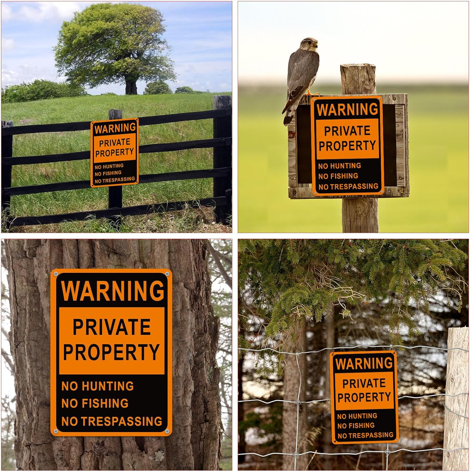 No Trespassing No Hunting Sign 4 Pack 10×7 Ref Aluminum Private Property Warning