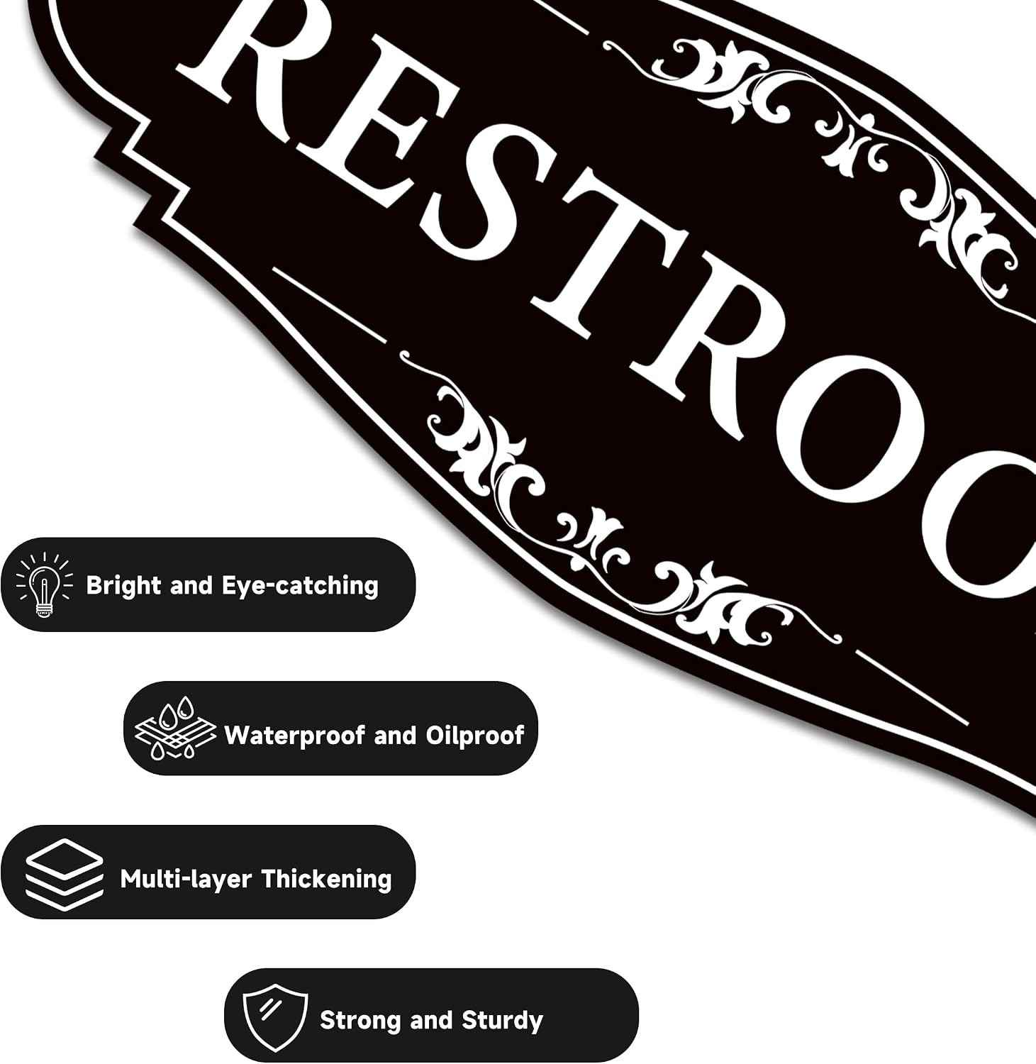 Waterproof Vinyl Unisex Bathroom Sign Sticker for Office & Home – 9&Prime; Long