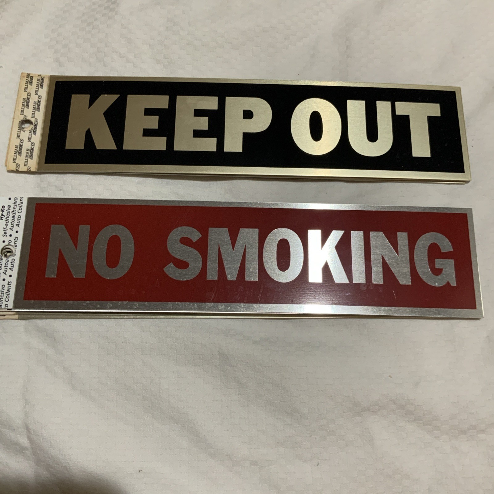 HILLMAN and HY-KO 8&Prime; x 2&Prime; LOT OF 34 ASSORTED Self Adhesive Business Signs