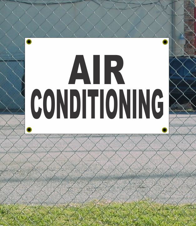 2×3 AIR CONDITIONING Black & White Banner Sign NEW