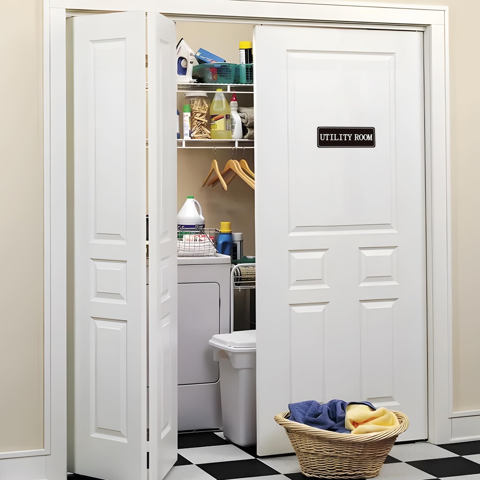 Utility Room Sign Sticker for Business and Home，Self-adhesive Utility Closet …