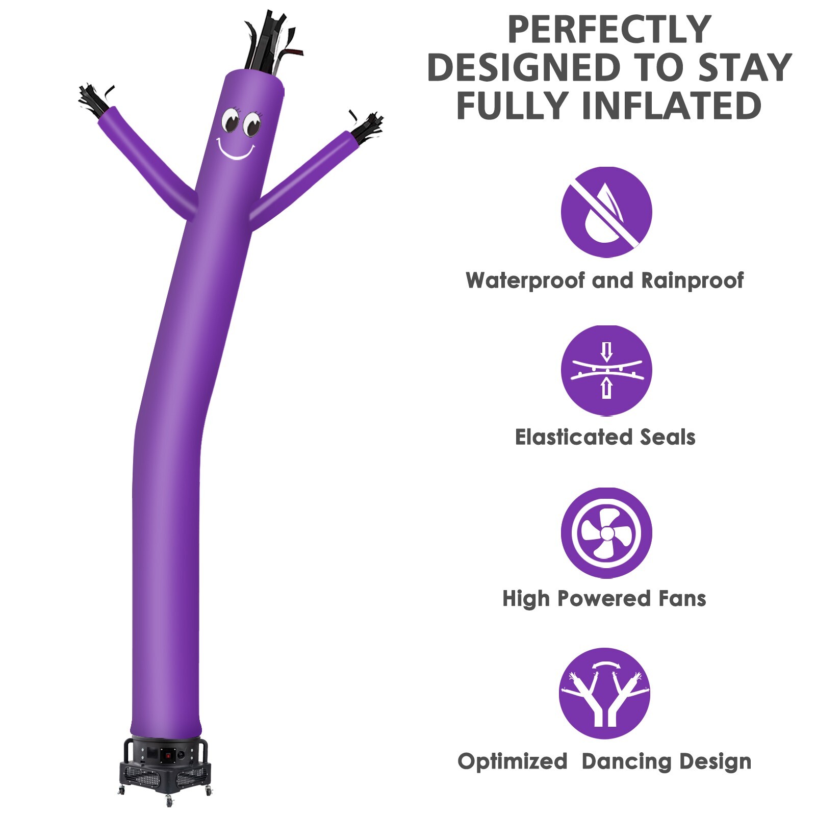 MOUNTO 20ft Purple Inflatable Dancer Sky Puppet Dancer with 1hp 18inch Blower