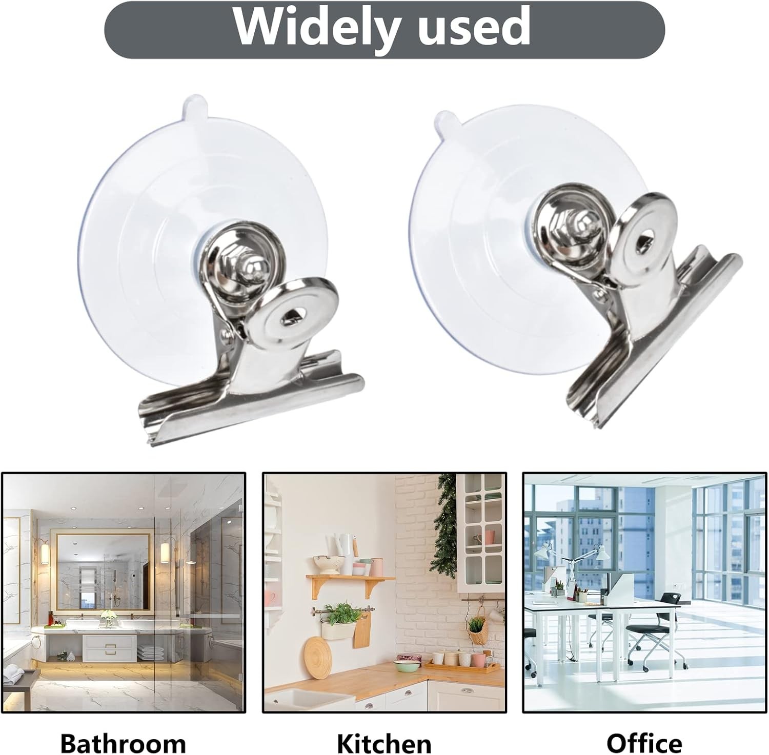 12 Pieces Suction Cup Clips 2.4" +2" Clip, Clear