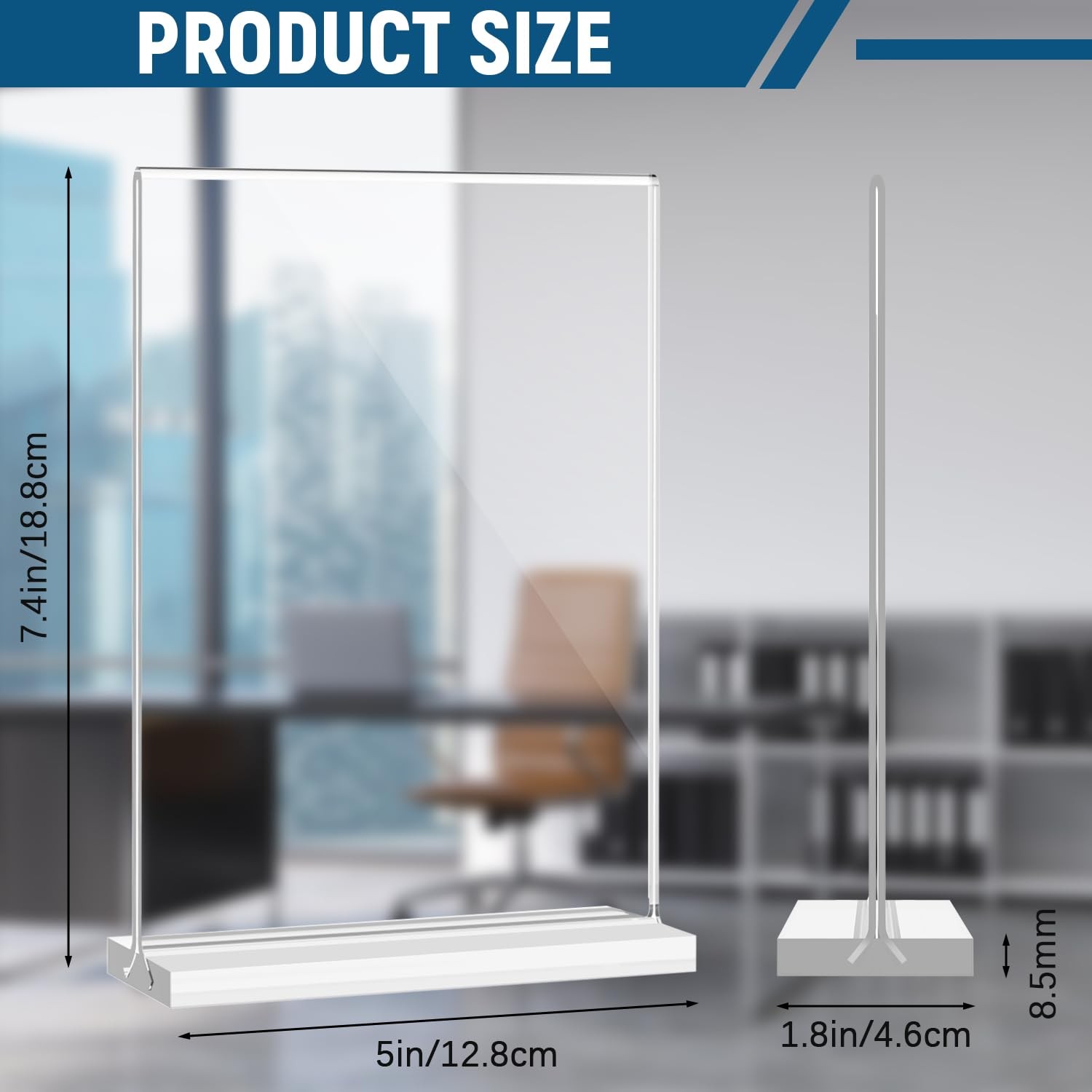 Dynta 18 Pack Acrylic Sign Holder 5×7 Inches 18 5*7 (T-shape), Clear