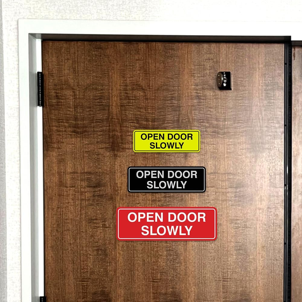 Standard Open Door Slowly Door/Wall Sign – Silver – Small 1 Pack