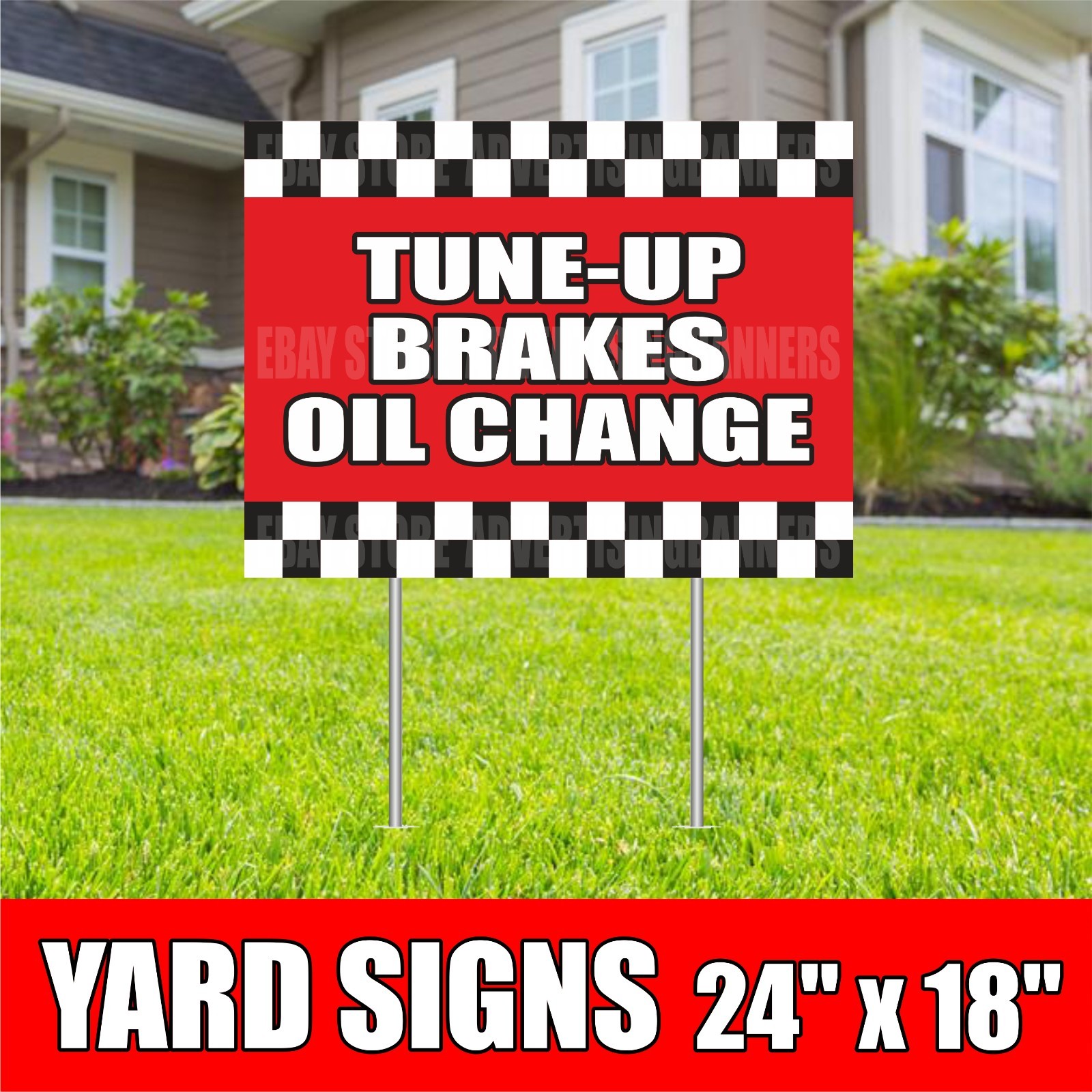 TUNE-UP BRAKES OIL CHANGE Yard Sign with H-Stakes Auto Repair Service Garage