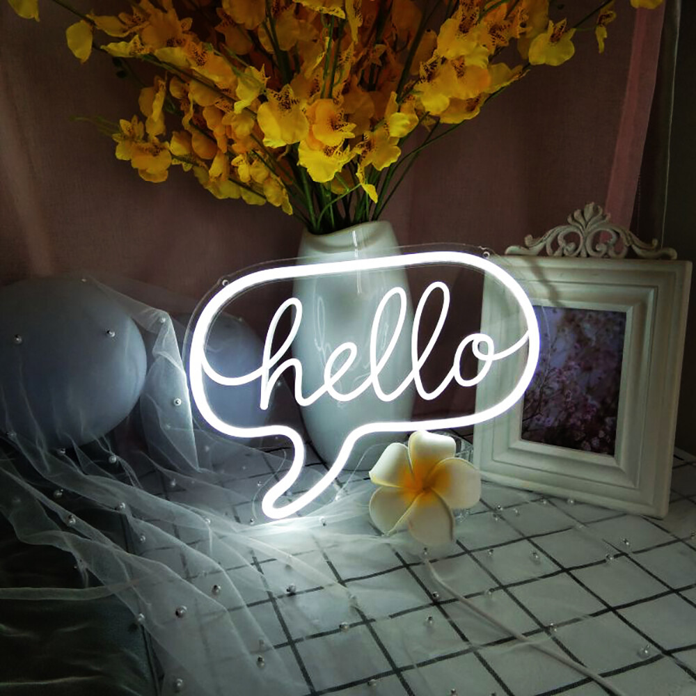 Qomolangma Warm WhiteBlue&Pink 12.2 X 8.85 » « hello » LED Neon Sign