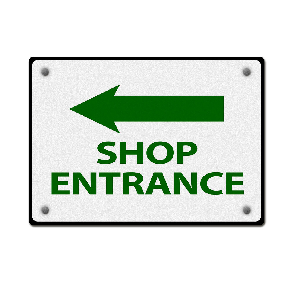 Aluminum Horizontal Metal Sign Shop Entrance Left Directional Acrylic Door