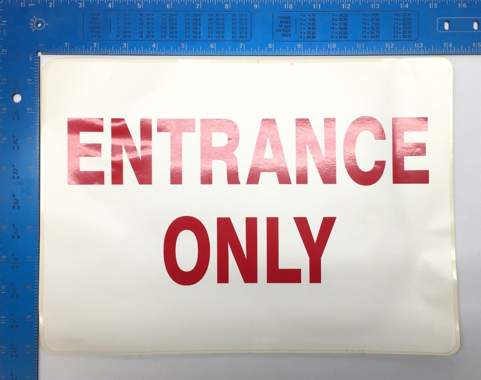 Unbranded White/Red 14&Prime;x10&Prime; &lsquo;Entrance Only&rsquo; Adhesive Back Sign [Lot of 5] NOS