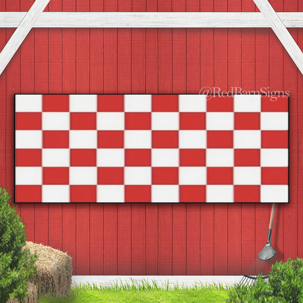Red and White Checkered Advertising Banner Store Sign Party