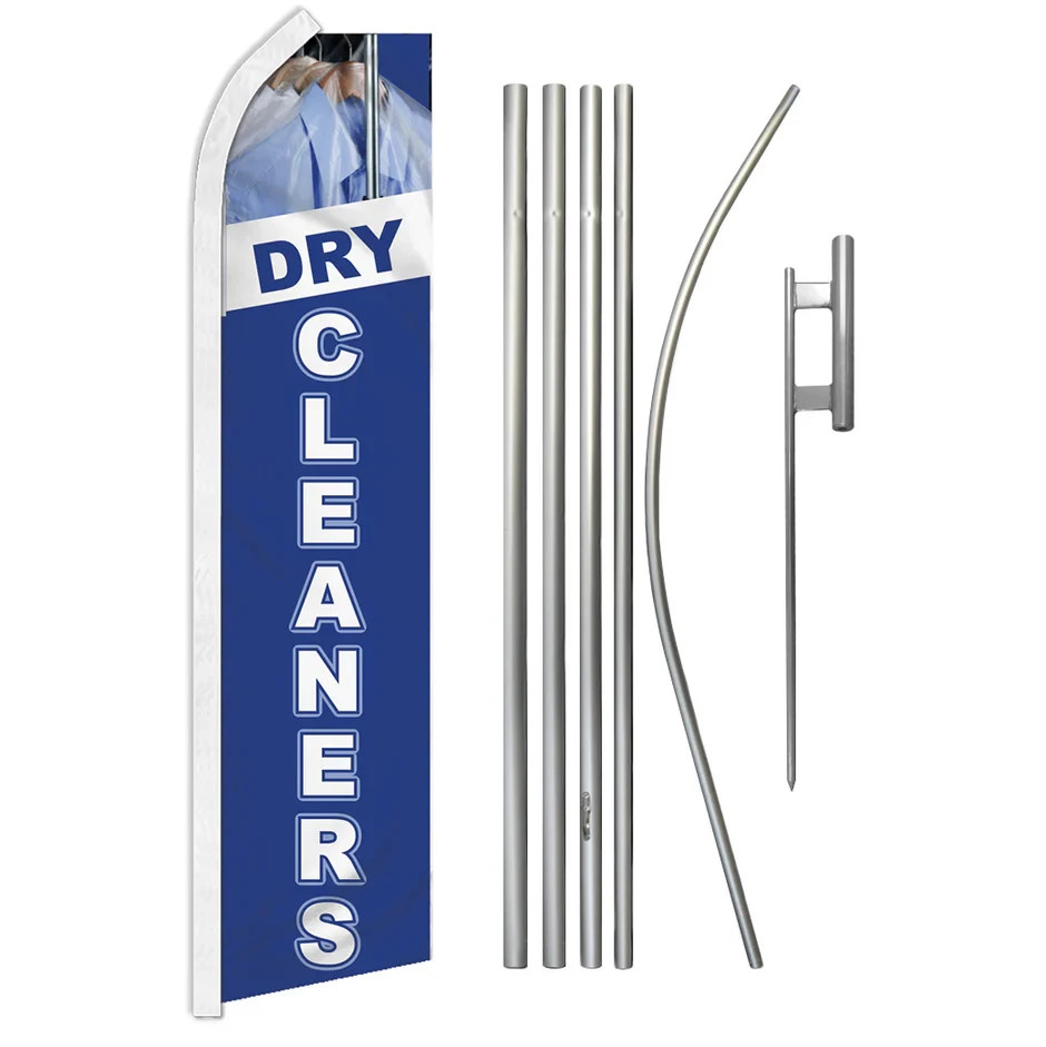 Dry Cleaners (Blue) Swooper Flutter Feather Advertising Flag & Pole Kit
