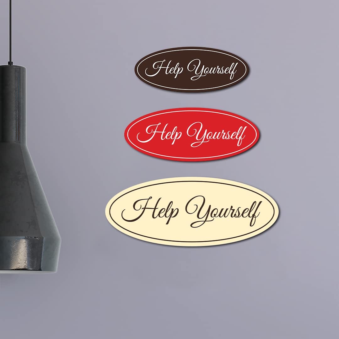 Oval Help Yourself Sign Black Gold – Large