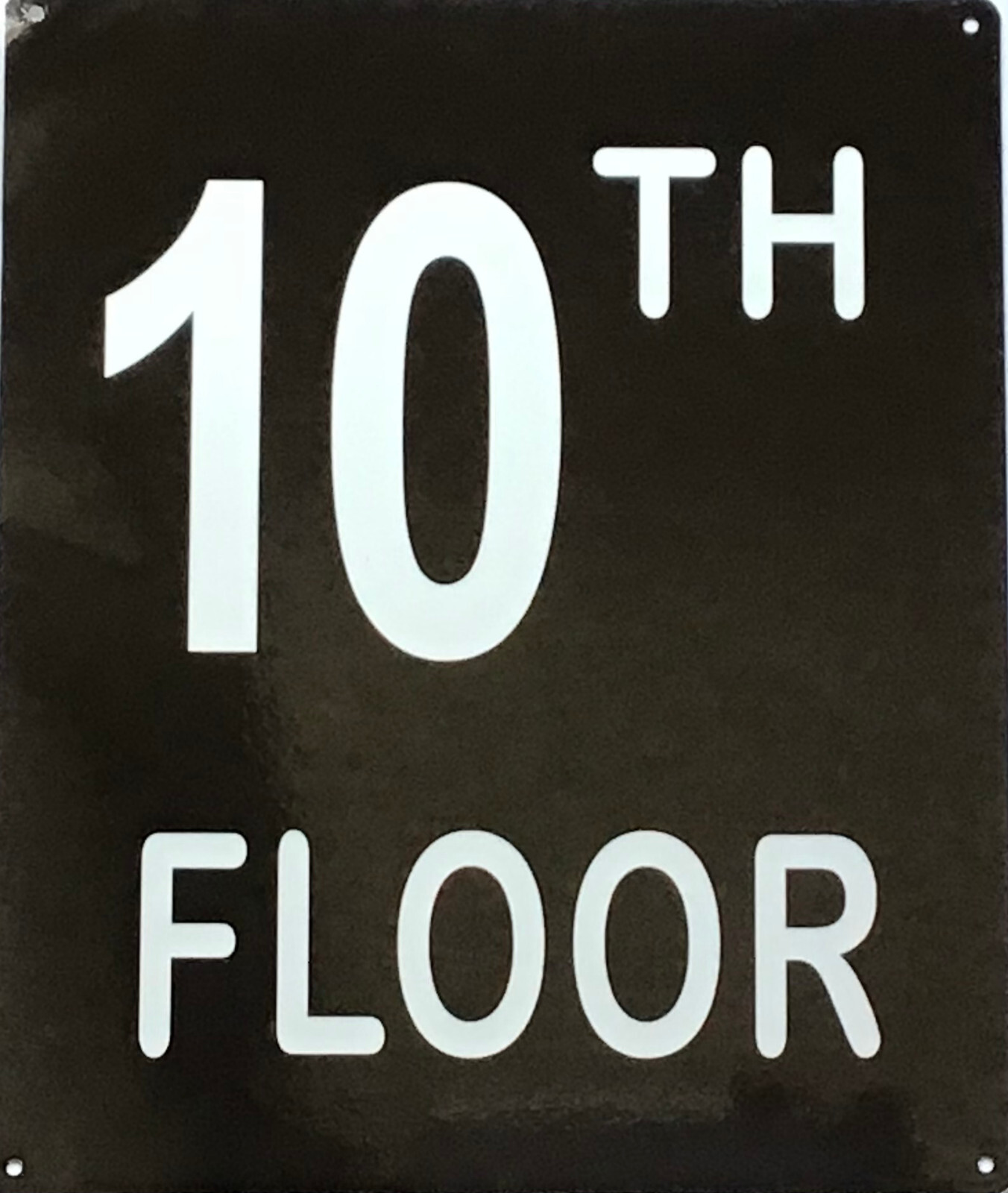 10TH FLOOR SIGN (10X12, Black Background, Aluminum)