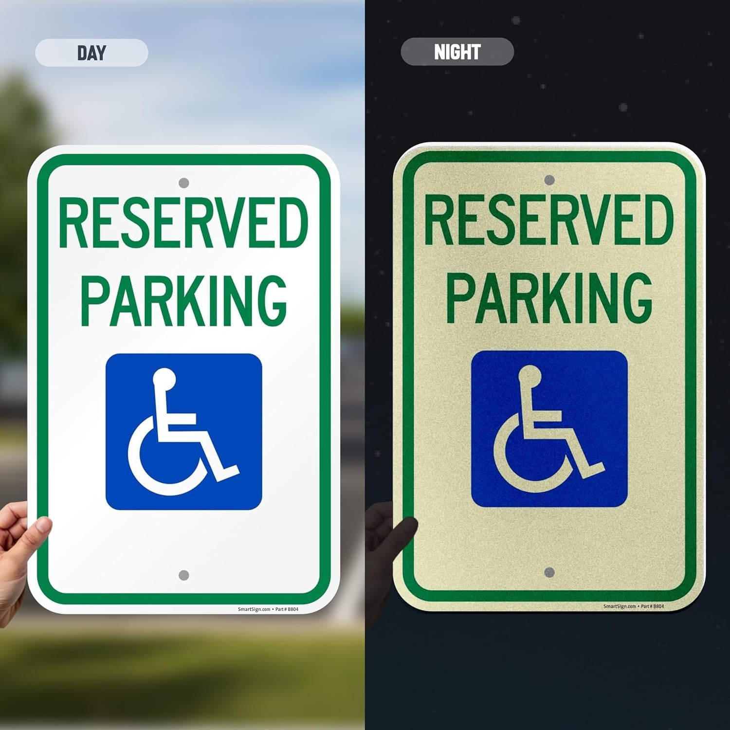 Reserved Handicap Parking Sign Aluminum Reflective 12×18 Outdoor Safety
