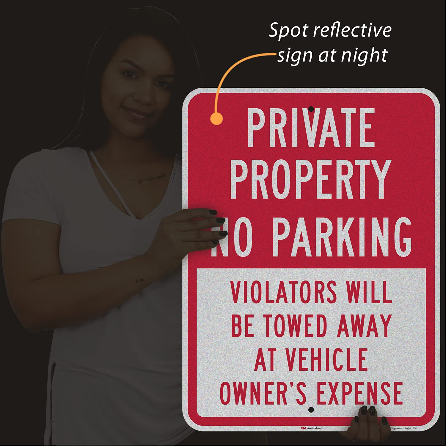 Private Property No Parking Sign – Reflective Aluminum 24×18 Inch