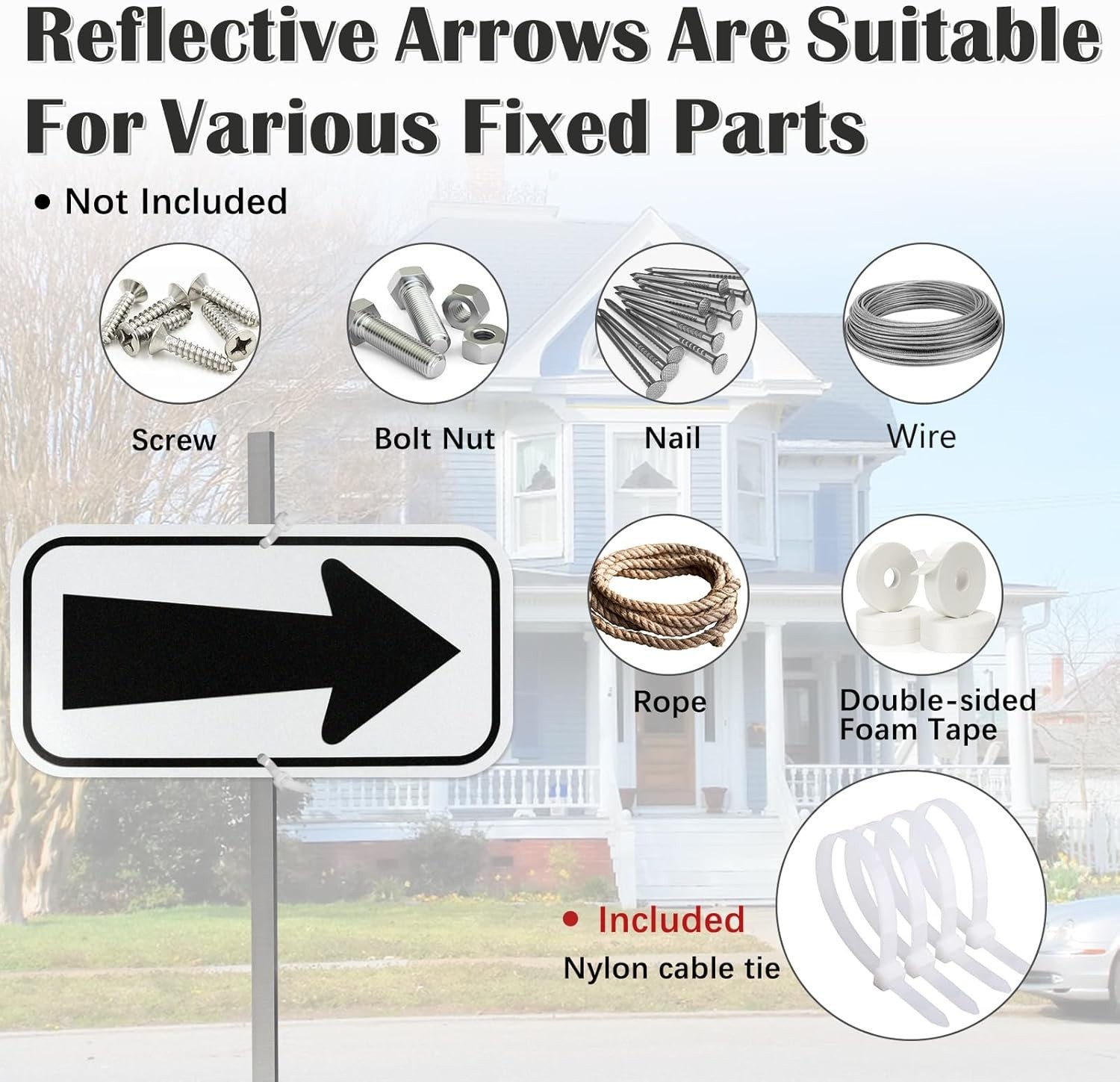 2 Pack Reflective Arrow Signs, 12&Prime; x 6&Prime; Sturdy Aluminum Metal Sign, Used for …
