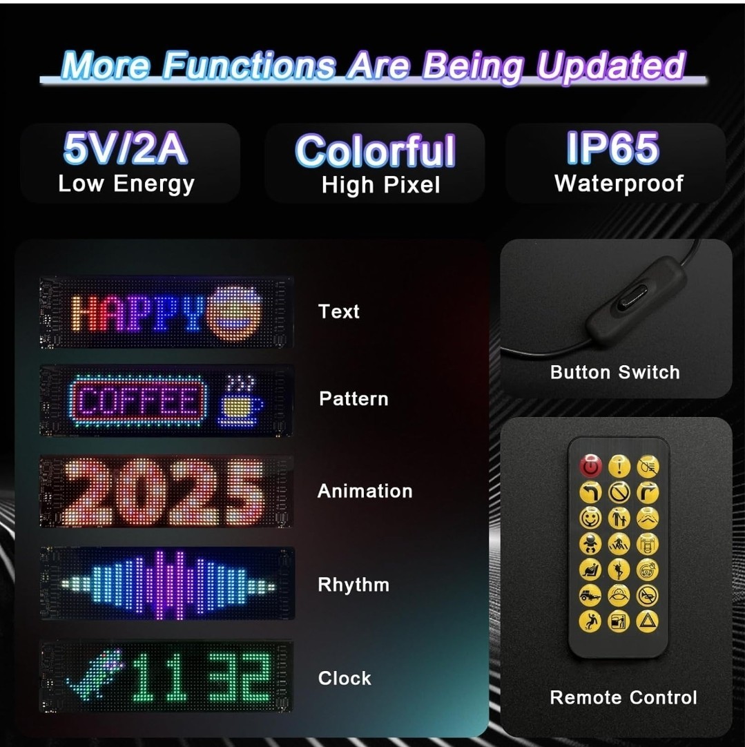RGB LED Display Sign Soft Screen Foldable BT Remote APP 52.36in W X 7.56in H
