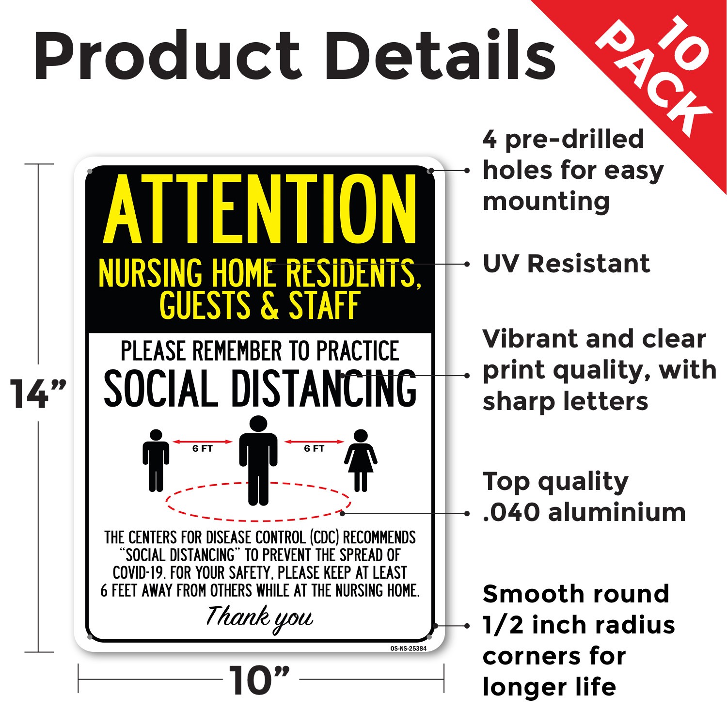 Nursing Home Residents Guests Staff Social Distancing Public Safety 5/10 Pack