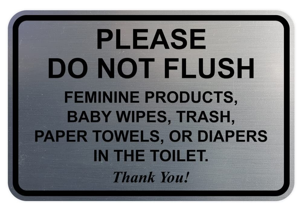 1 PCS 4×6 Inch Framed Please Do Not Flush Thank You Bathroom Sign Silver