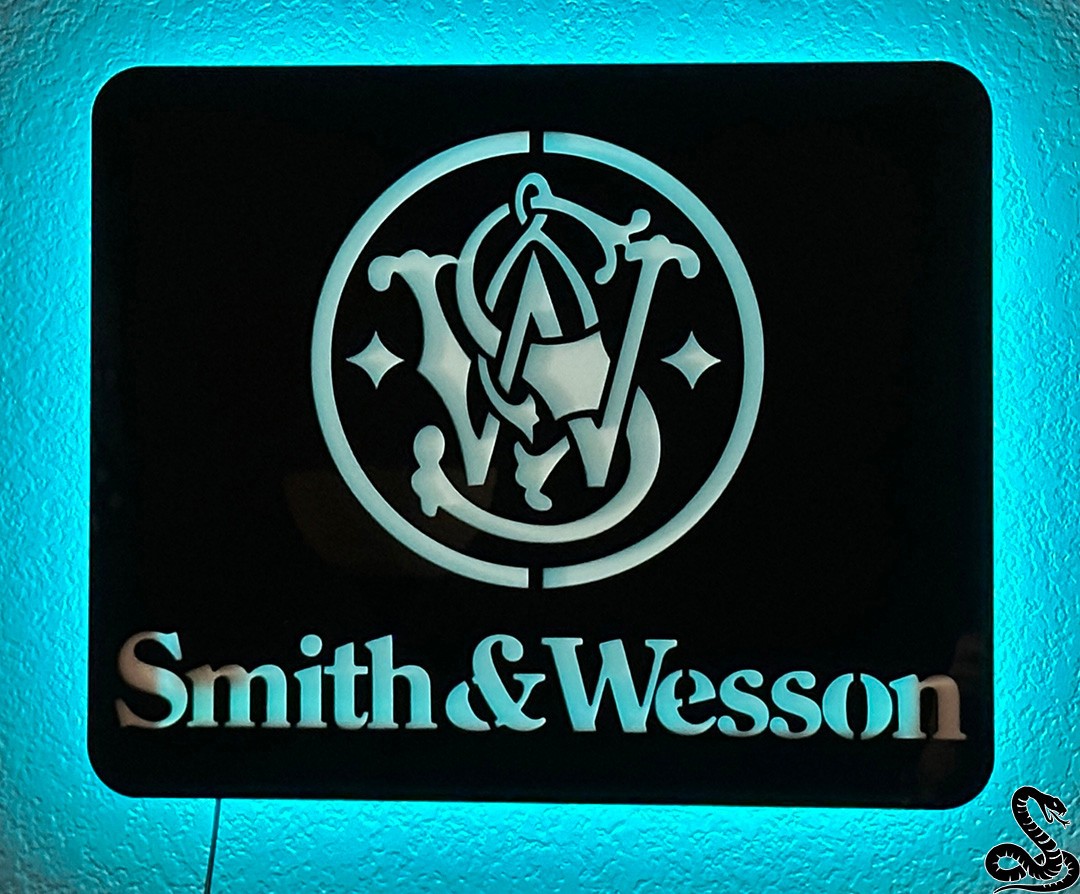 Smith & Wesson LARGE LED Acrylic Wall Sign – Home, Shop, Garage, Range, Store