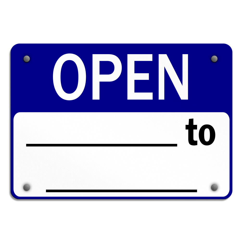 Horizontal Metal Sign Open to Business Hours Weatherproof Street Signage