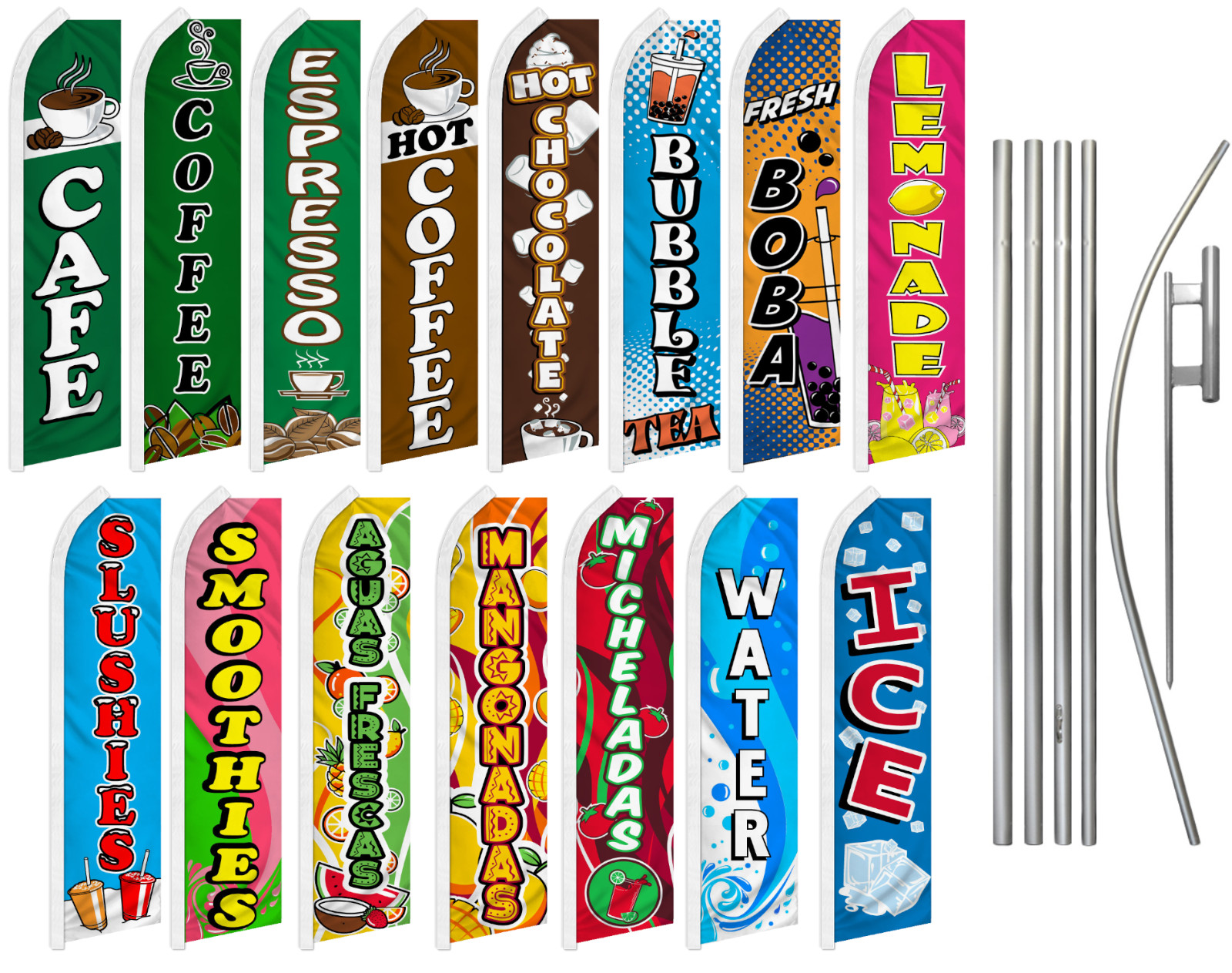 Drinks Swooper Feather Flutter Flag & Pole Kit Concessions