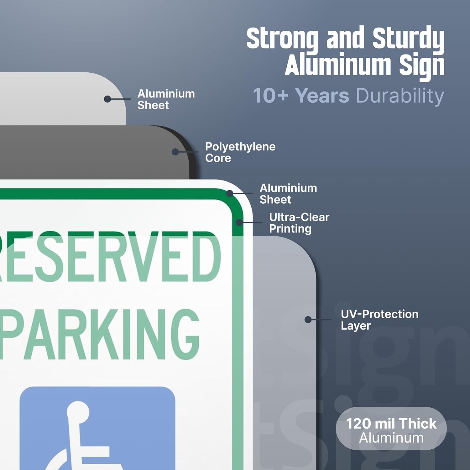 Reserved Handicap Parking Sign Aluminum Reflective 12×18 Outdoor Safety