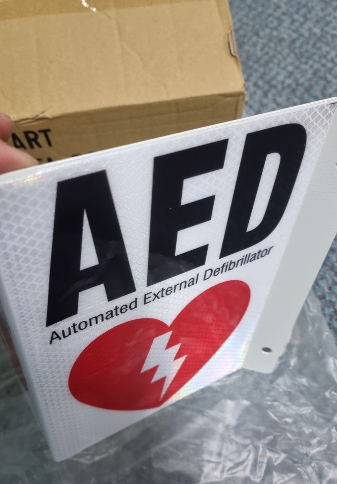 Autimated External Defibrillator (AED) Double Sided Wall Sign Official Original