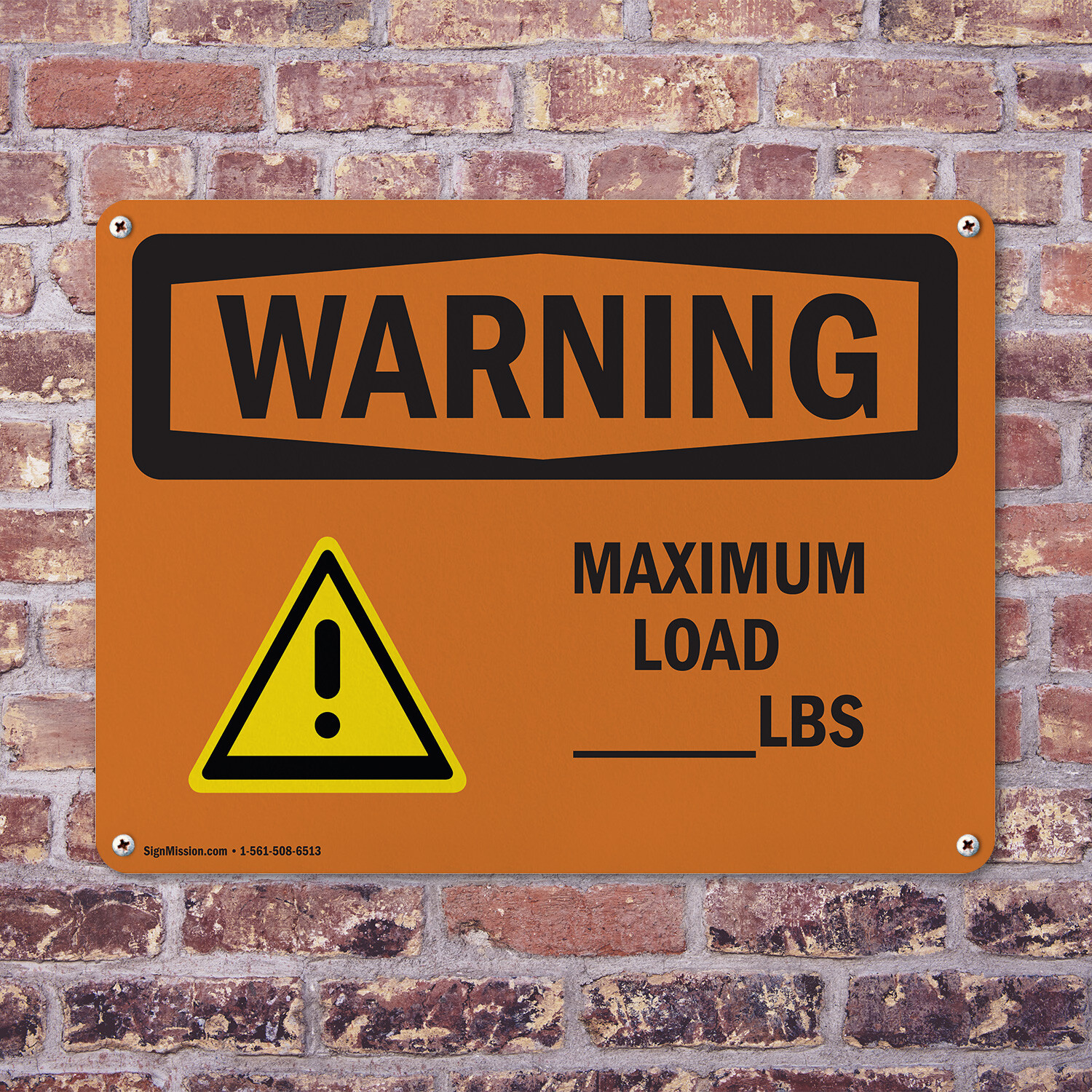 (2 Pack) Custom Maximum Load – Lbs OSHA Warning Sign Decal Metal Plastic