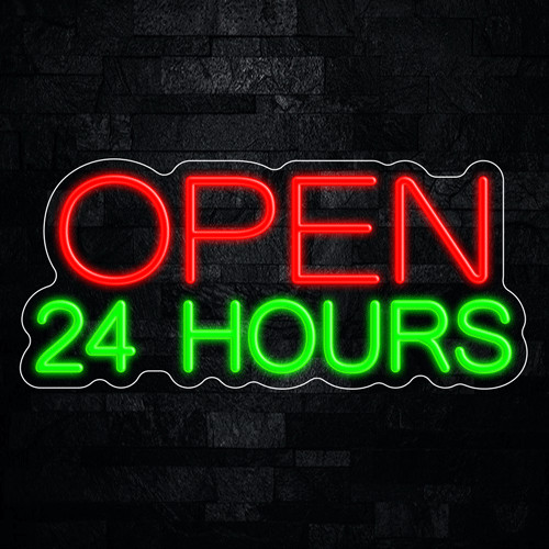 Open 24 Hours LED Neon Sign 22&Prime;L x 10&Prime;H #32533